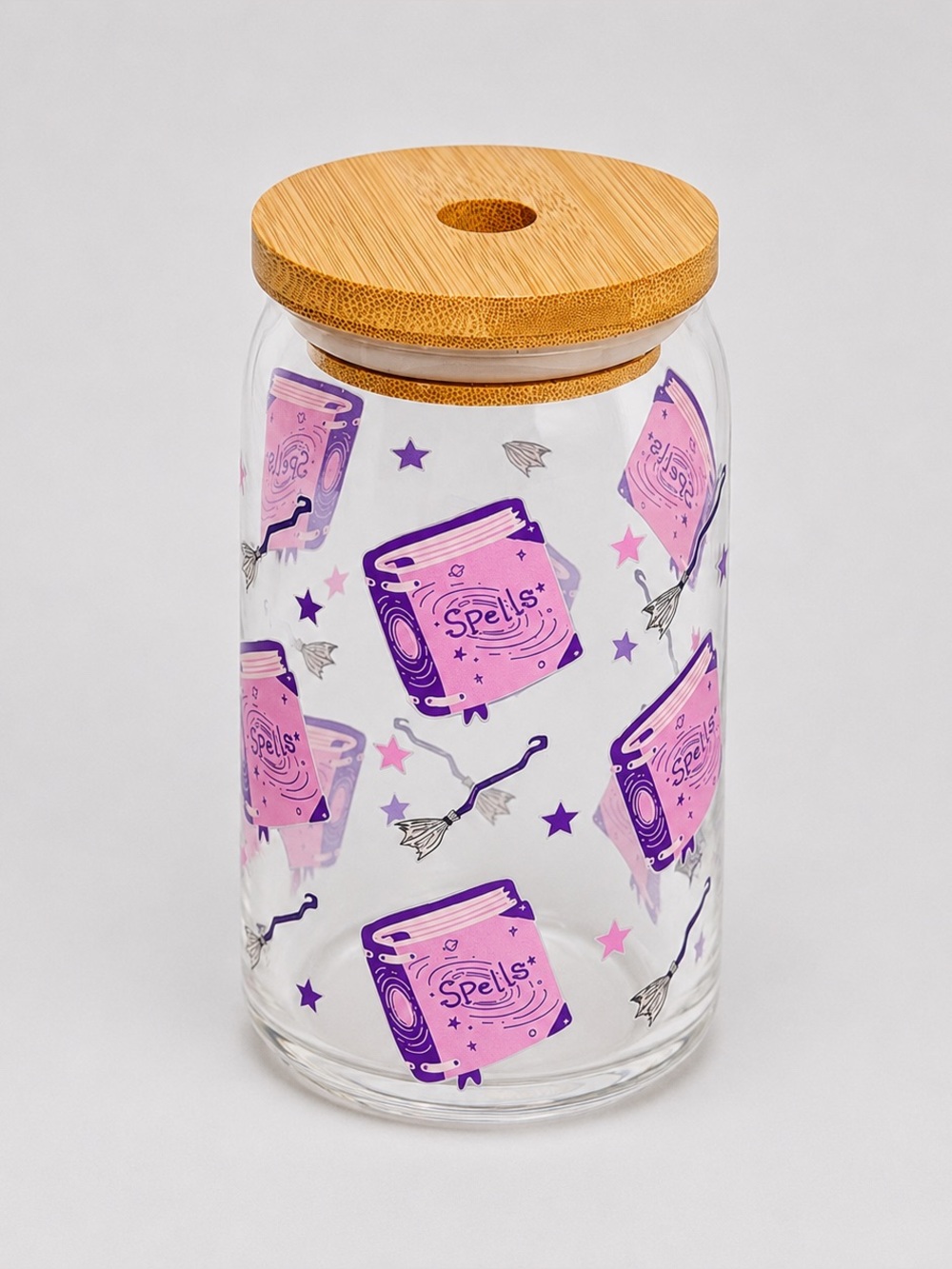 Spell Books 16oz Libby Can Glass Tumbler with Bamboo Lid